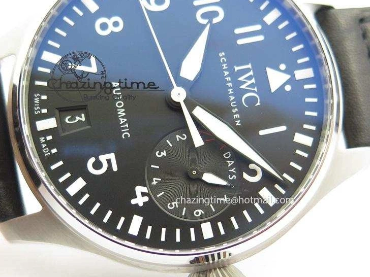 MIROTIME 0306 GoodFit Big Pilot Real PR IW500912 ZF Best Edition Black Dial On Black Leather Strap A 7287